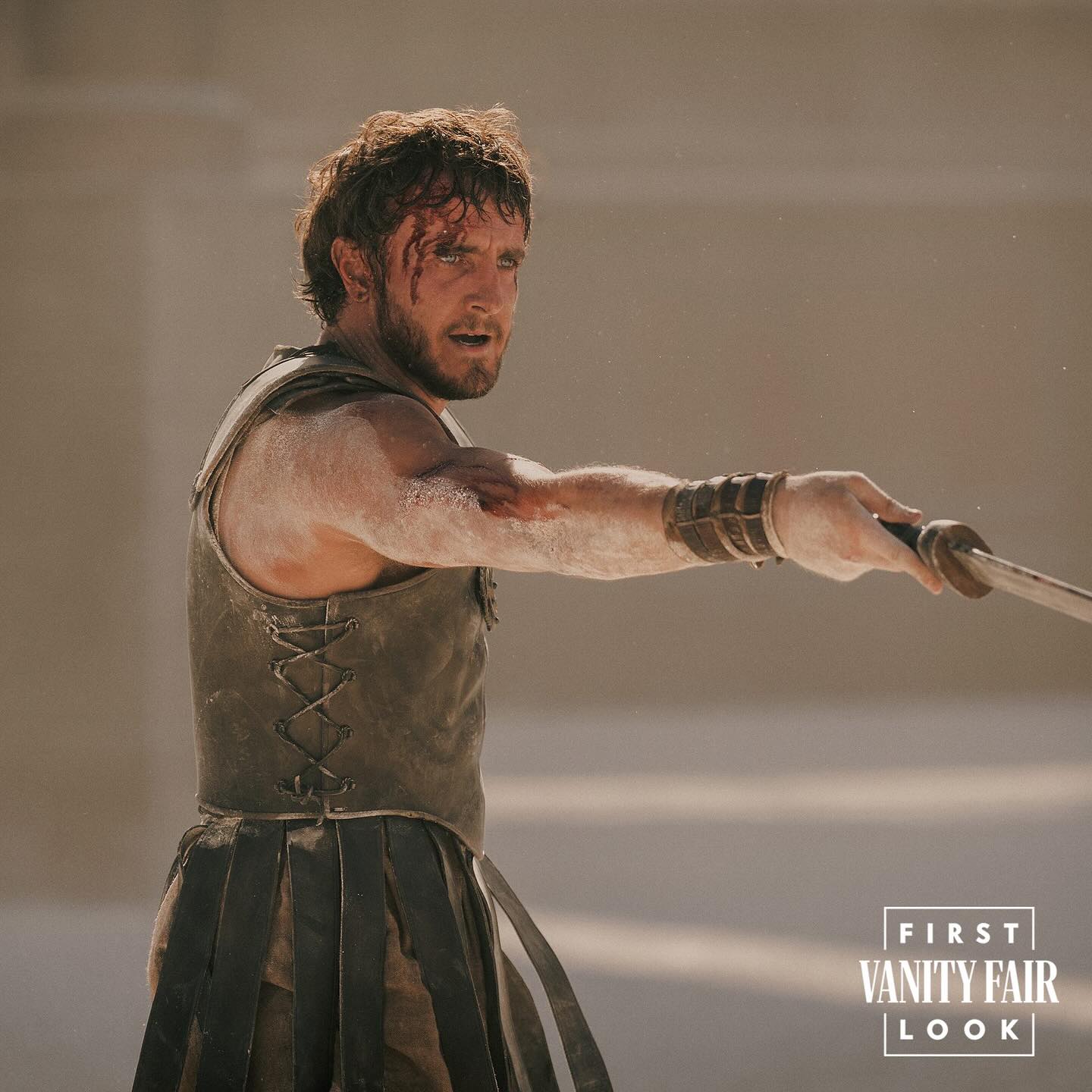 Photo by Vanity Fair on July 01, 2024. May be an image of 1 person, sword, poster, kilt, axe and text.jpg